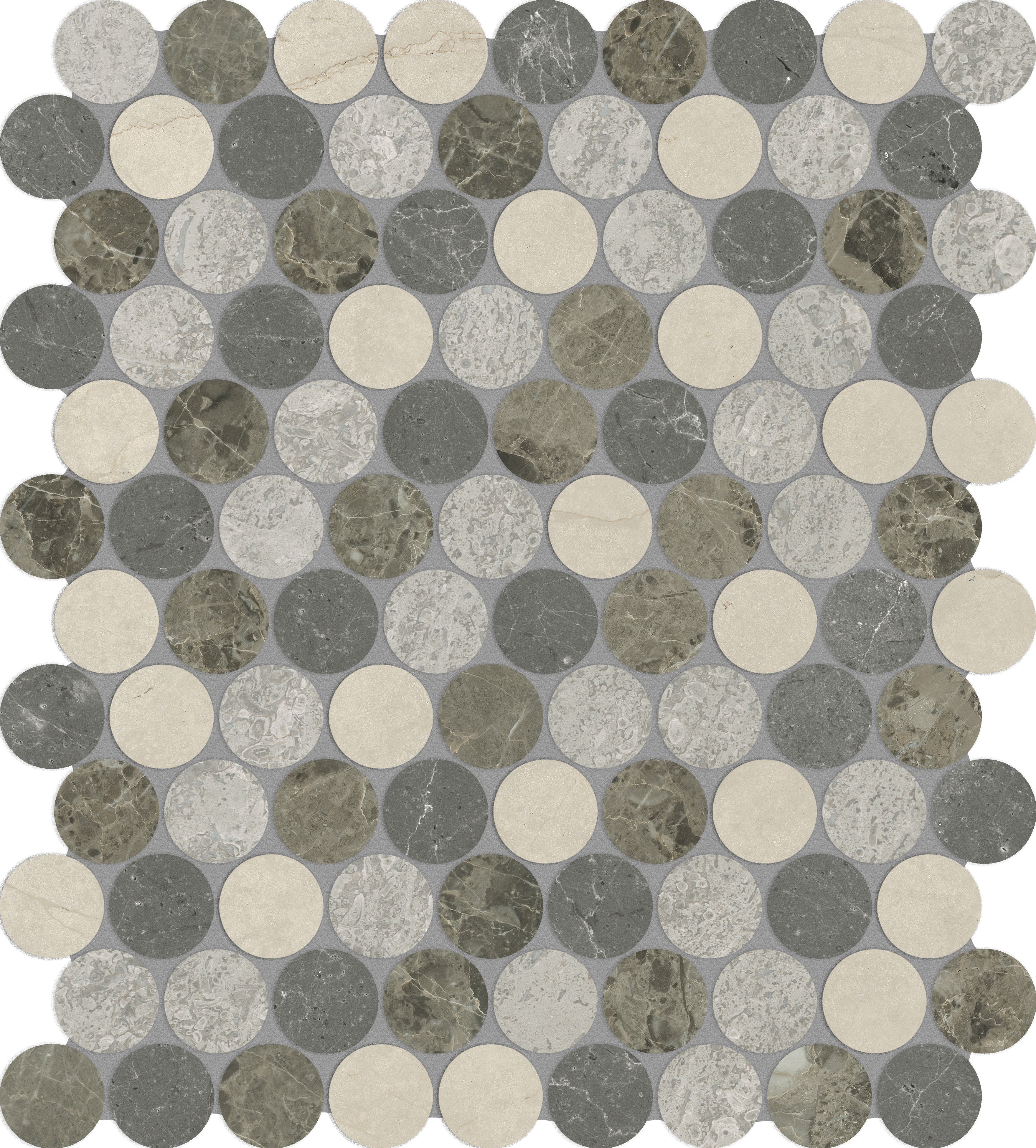 Utopio Terra mixed mosaic by Anatolia, top-down product view, 11 3/32"×12 7/8"×3/8" size. Turkish mixed for floors and walls.