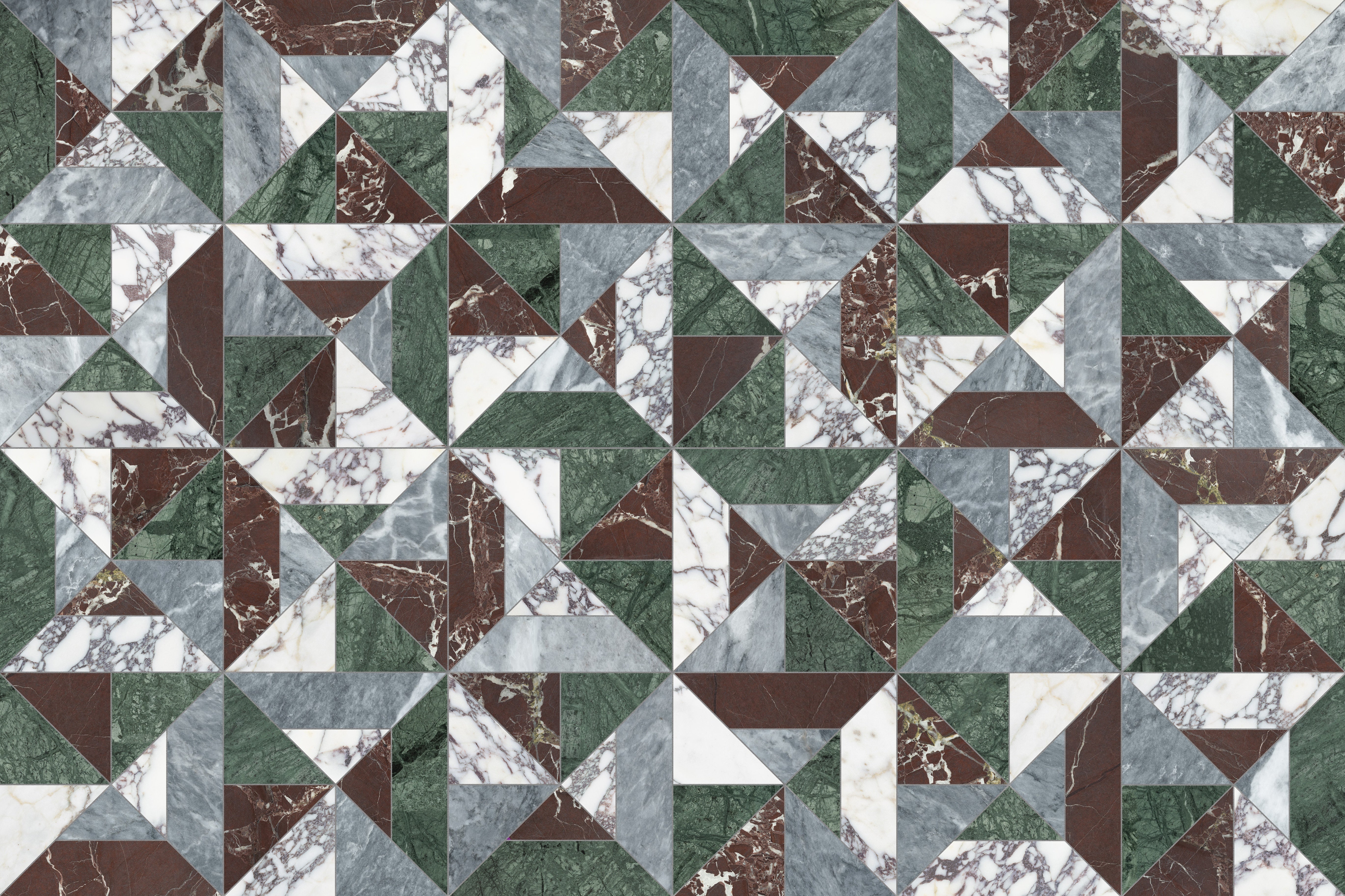Utopio Tropic mixed mosaic by Anatolia, top-down product view, 15 3/4"×15 3/4"×3/8" size. Turkish mixed for floors and walls.