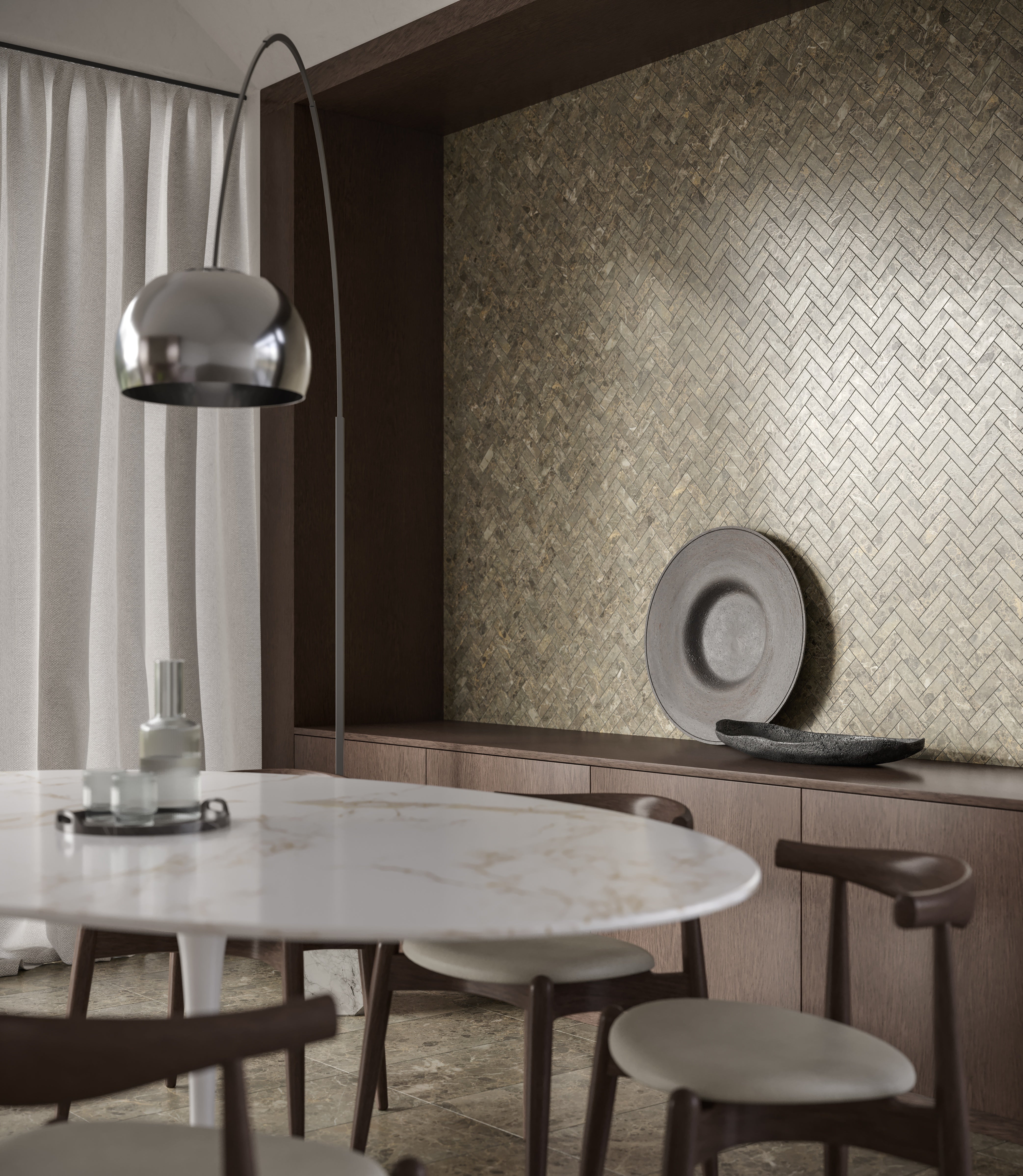 Velutto Ash marble trim by Anatolia, top-down product view, 1/2"×12"×5/8" size. Turkish marble for floors and walls.