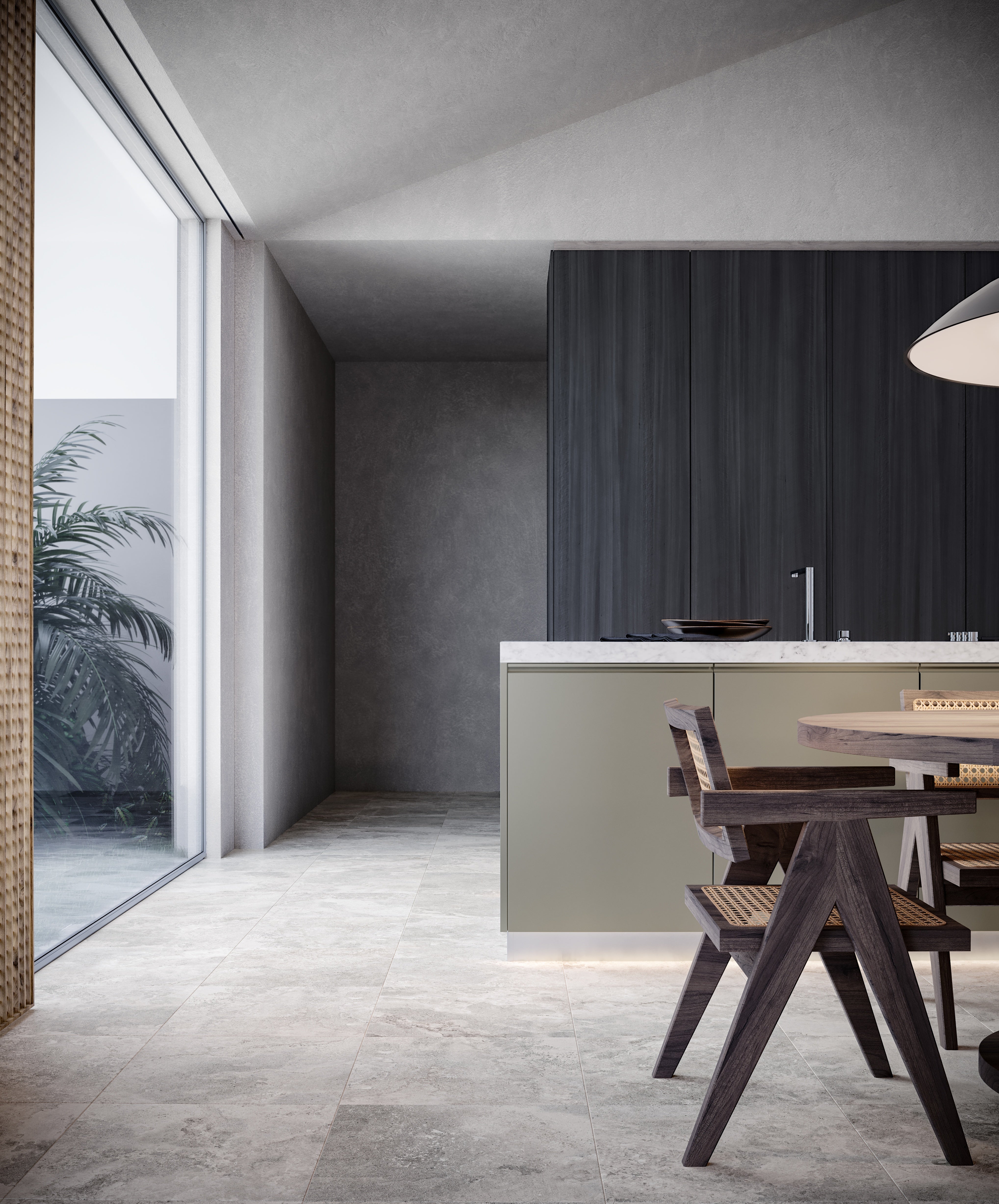 Veneta Grigio porcelain trim by Anatolia, top-down product view, 3"×12"×11/32" size. Turkish porcelain for floors and walls.