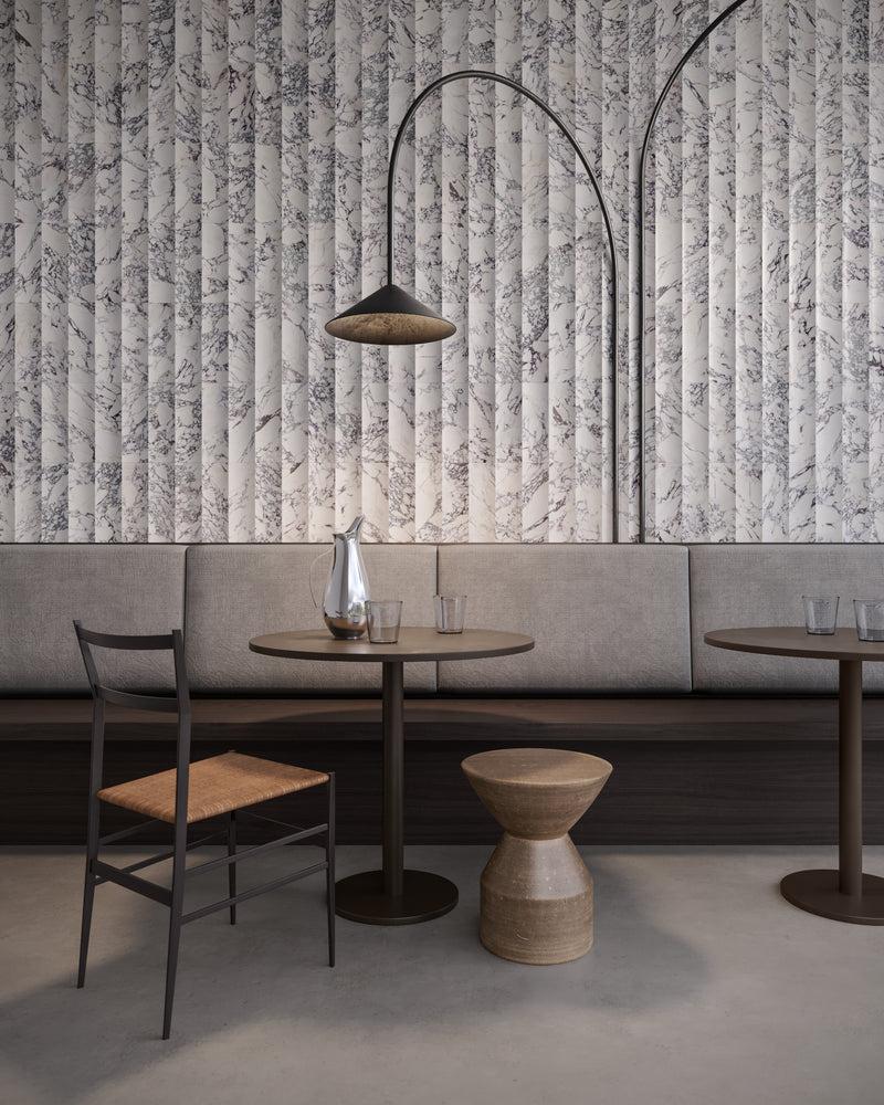 Anatolia Viola Roccia honed marble tile in a room setting — available at Surface Group lifestyle image