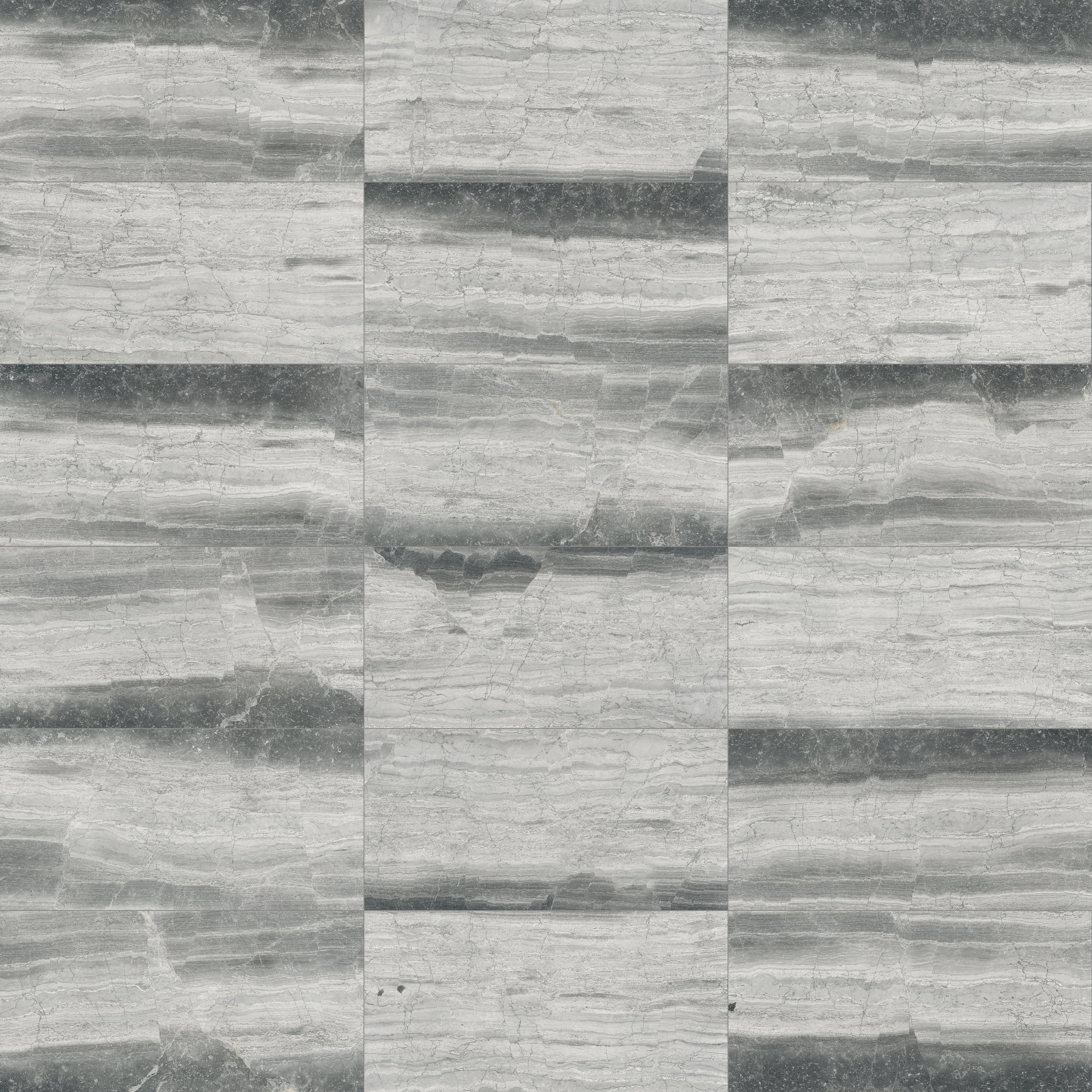Volcana Notte marble trim by Anatolia, top-down product view, 1/2"×12"×5/8" size. Turkish marble for floors and walls.