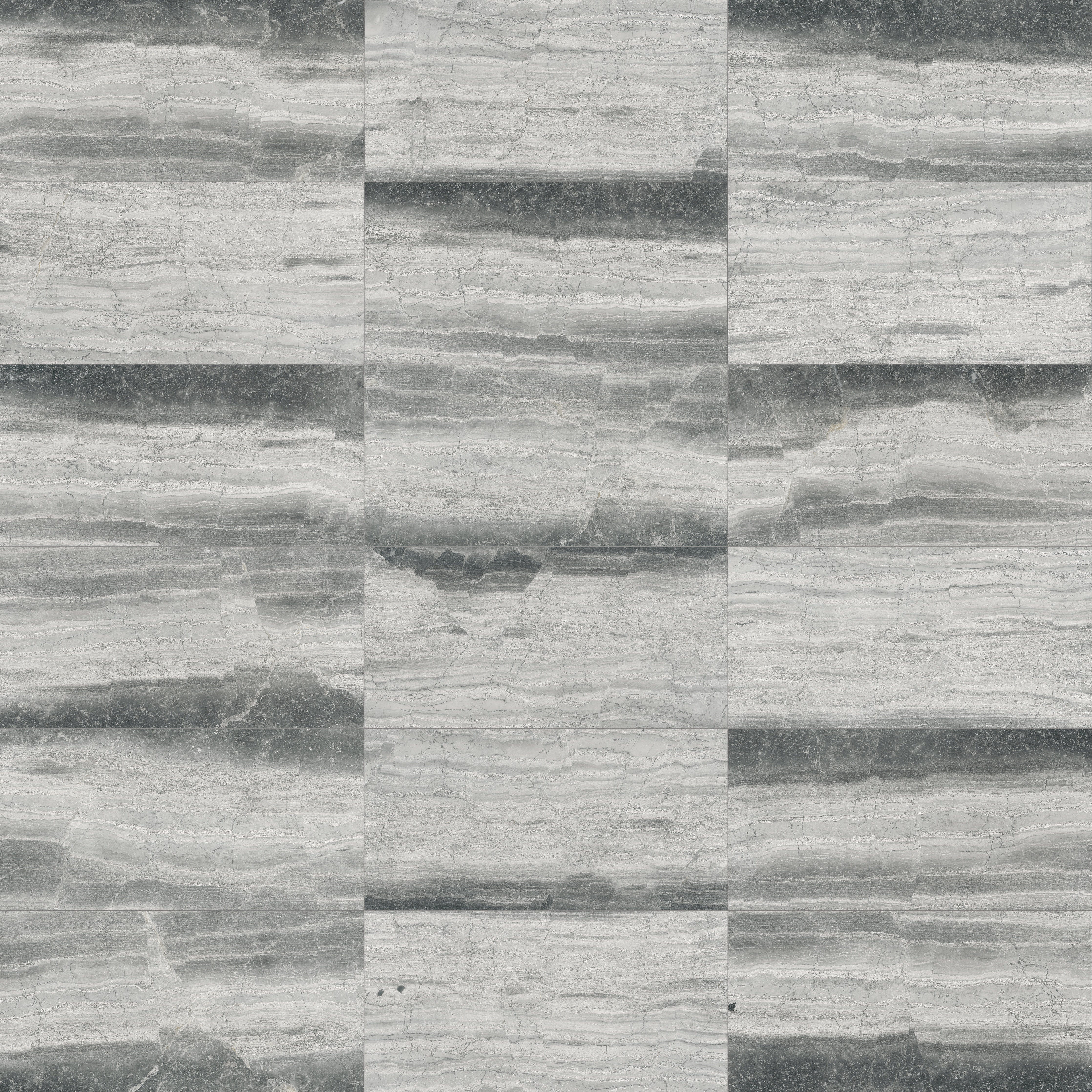 Volcana Notte marble trim by Anatolia, top-down product view, 1/2"×12"×5/8" size. Turkish marble for floors and walls.