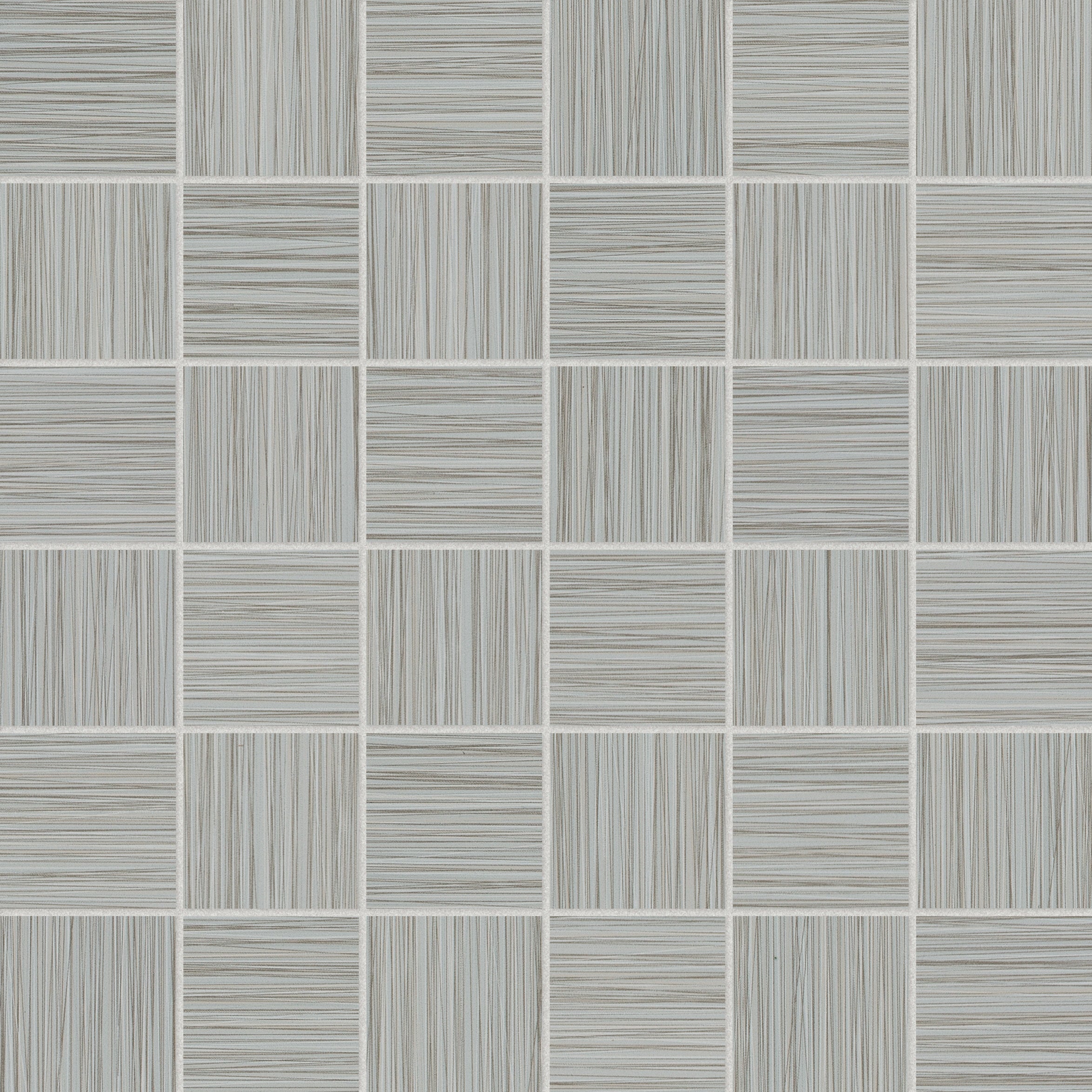 Zera Annex Silver porcelain mosaic by Anatolia, top-down product view, 11 23/32"×11 23/32"×11/32" size. Malaysian porcelain for floors and walls.