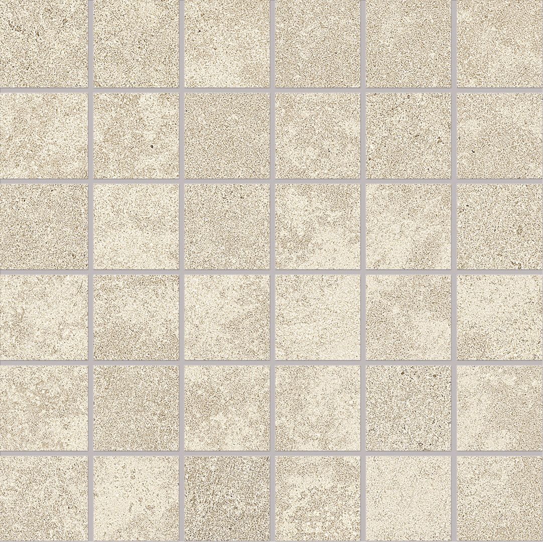 Re-Play Concrete Sand porcelain mosaic tile by Emil, 11 13/16"x11 13/16"x9.5-mm size. Premium Italian porcelain for floors and walls.
