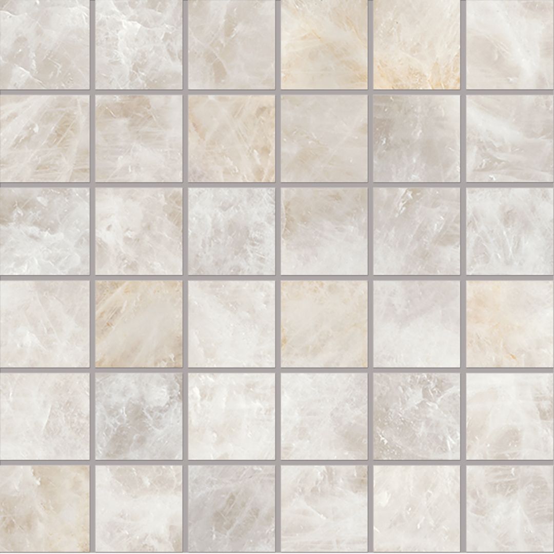 Tele di Marmo Precious CRYSTAL AMBRA porcelain mosaic tile by Emil, full lappato finish, 12"x12" size. Premium Italian porcelain for floors and walls.