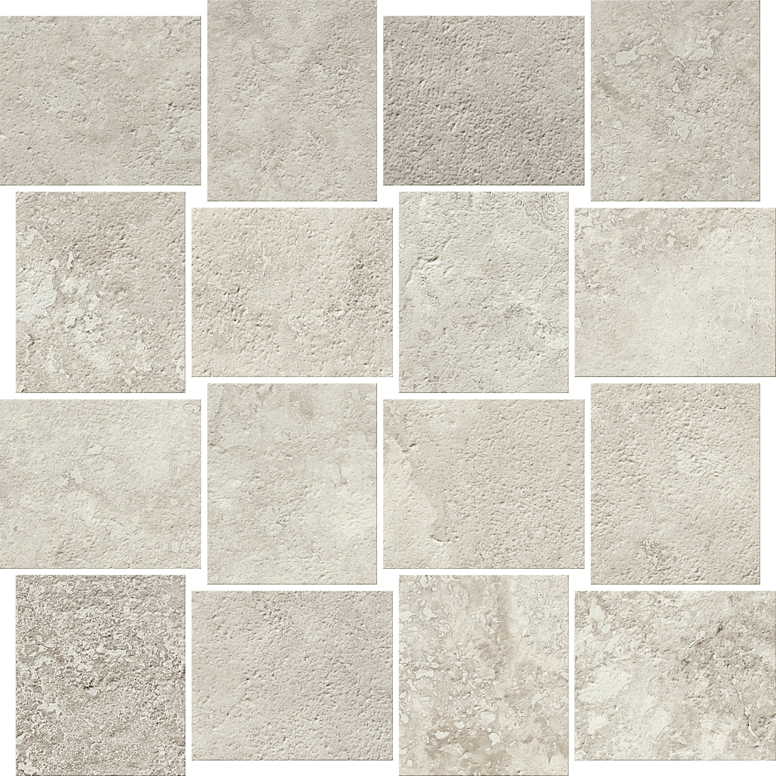 Trail Cross Cut Grey porcelain mosaic, top-down product view, 12"×12"×11/32" size. Premium porcelain for floors and walls.