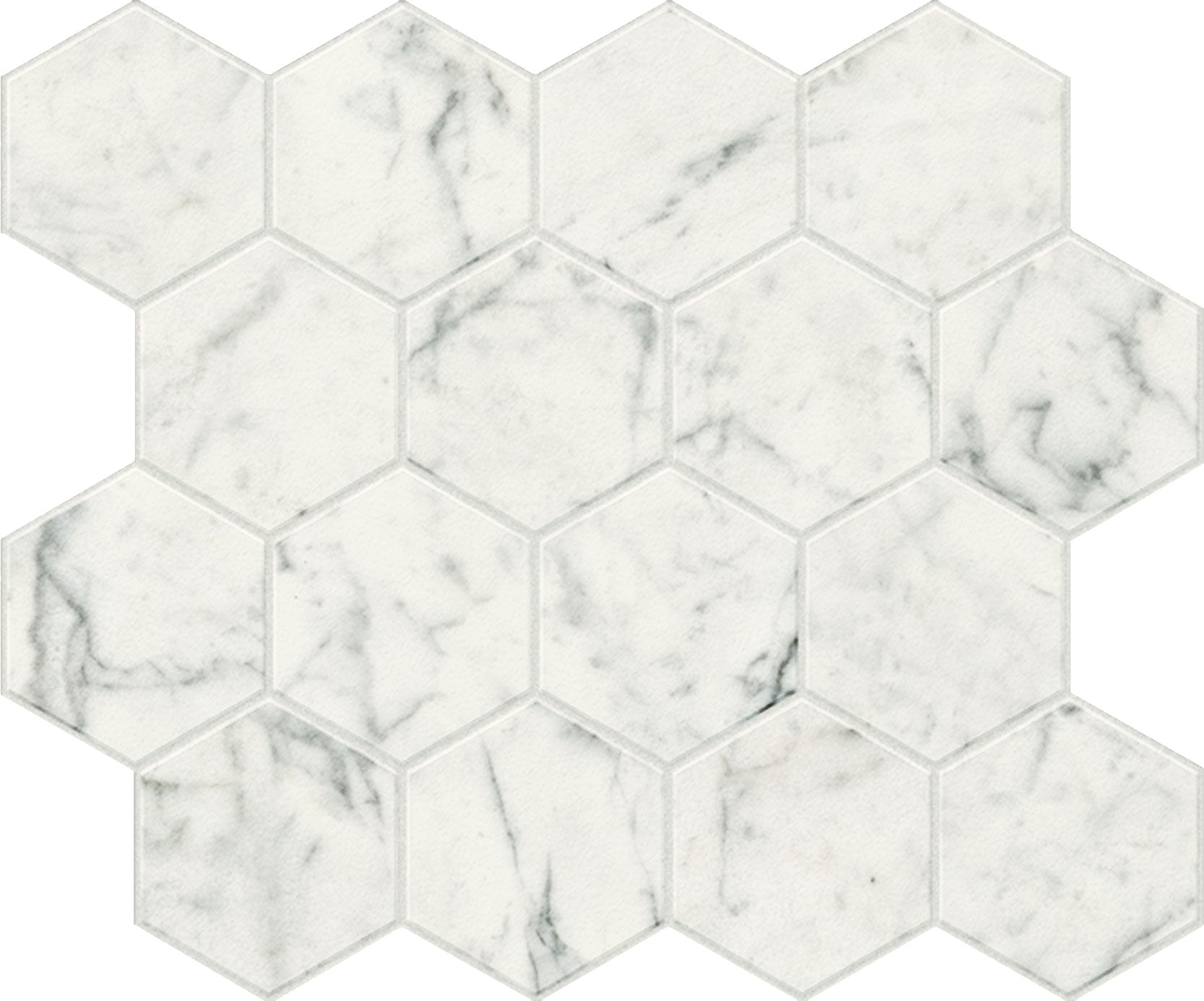 CHARME EVO Michelangelo Extra White porcelain mosaic, top-down product view, 12"×10"×11/32" size. Premium porcelain for floors and walls.