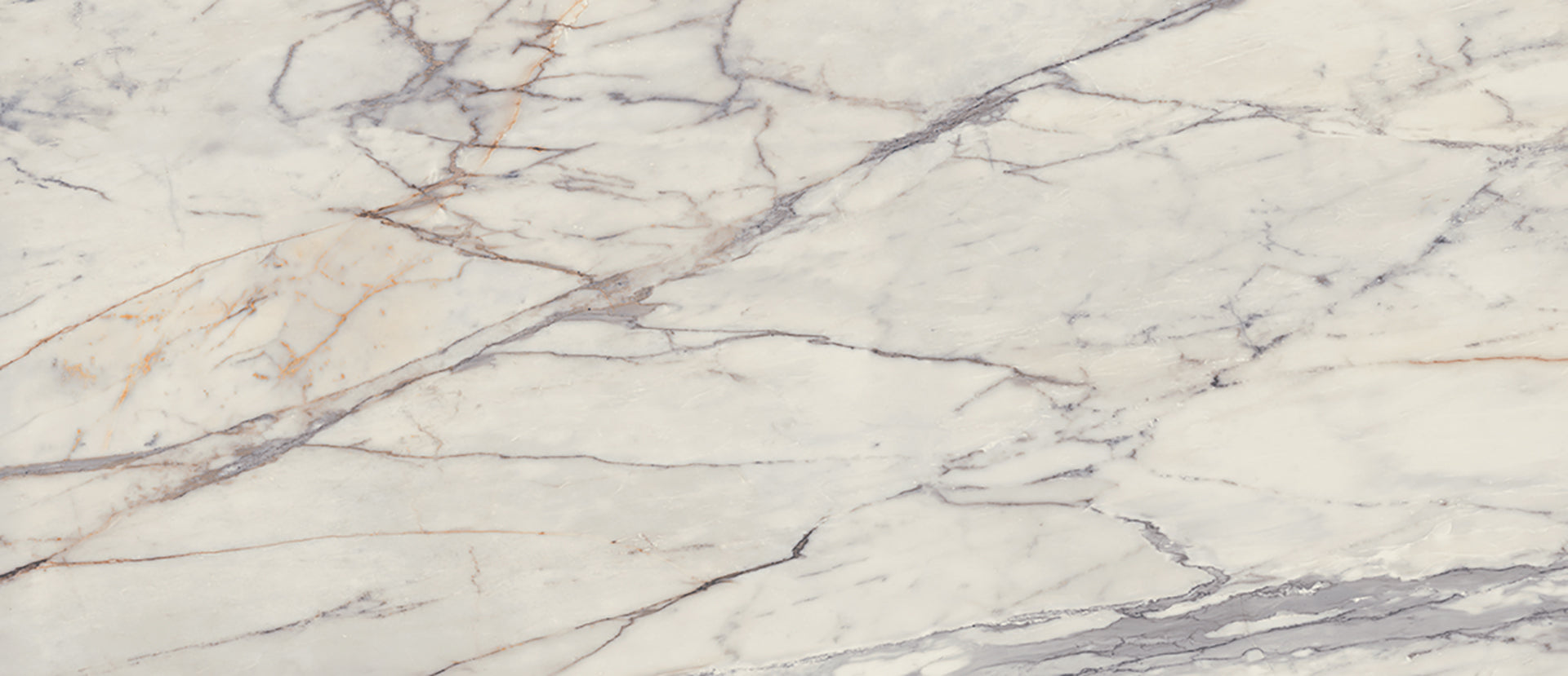 Ergon Slabs USA Calacatta Gold porcelain field tile by Emil, full lappato finish, 47 1/4"x109 7/16"x6.5-mm size. Premium Italian porcelain for floors and walls.