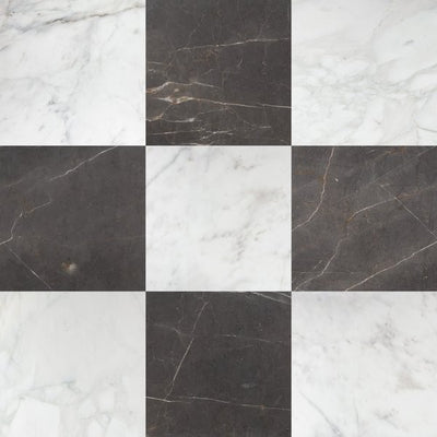 Graphite & Calacatta Caldia Checkerboard – Marble collection