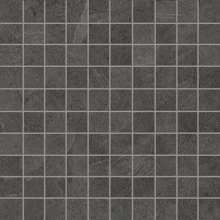 Cornerstone SLATE BLACK porcelain mosaic tile by Emil, naturale finish, 12"x24" size. Premium Italian porcelain for floors and walls.