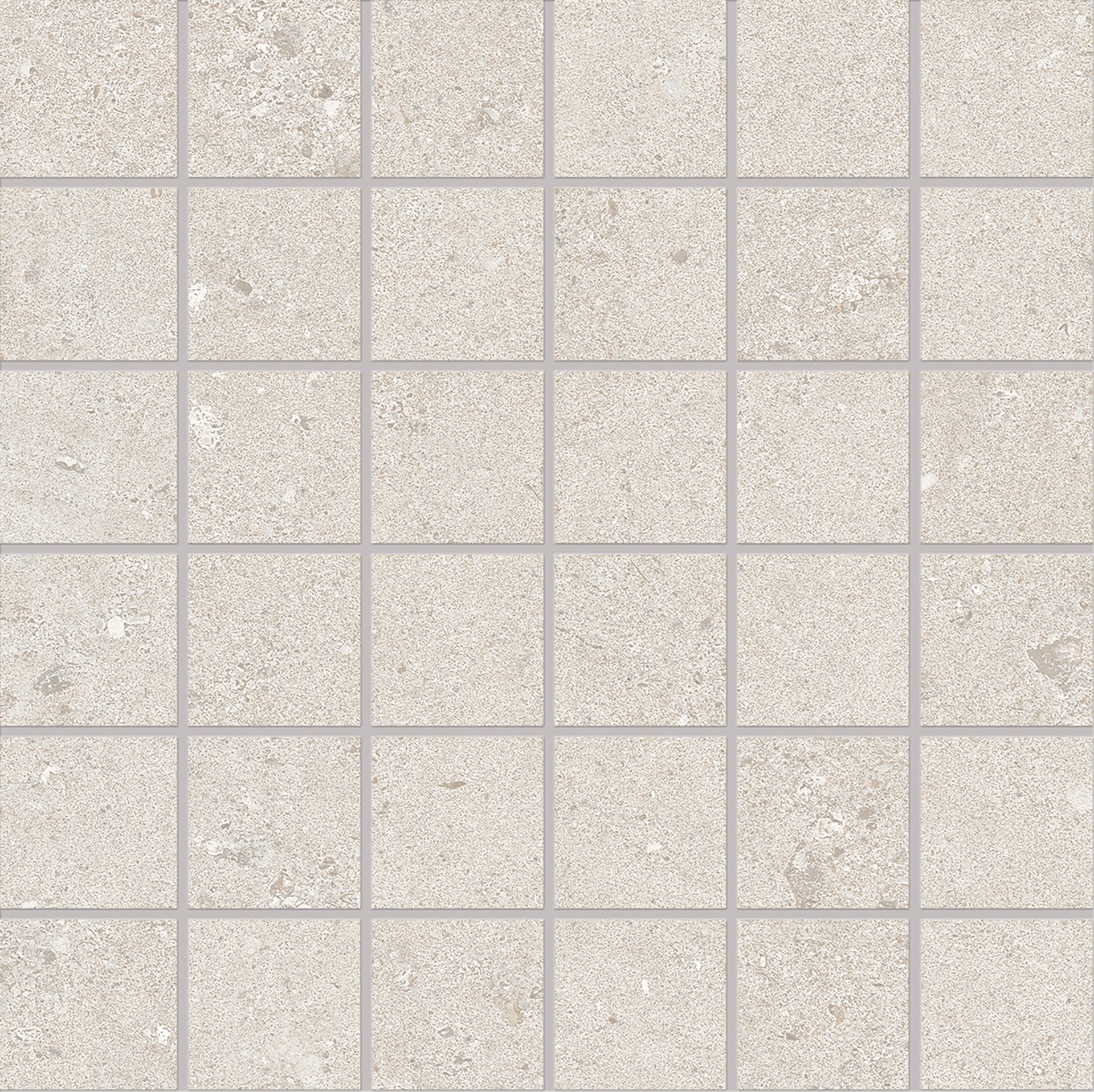 GemmaStone Greige porcelain mosaic tile by Emil, silktech finish, 11 13/16"x11 13/16"x9-mm size. Premium Italian porcelain for floors and walls.