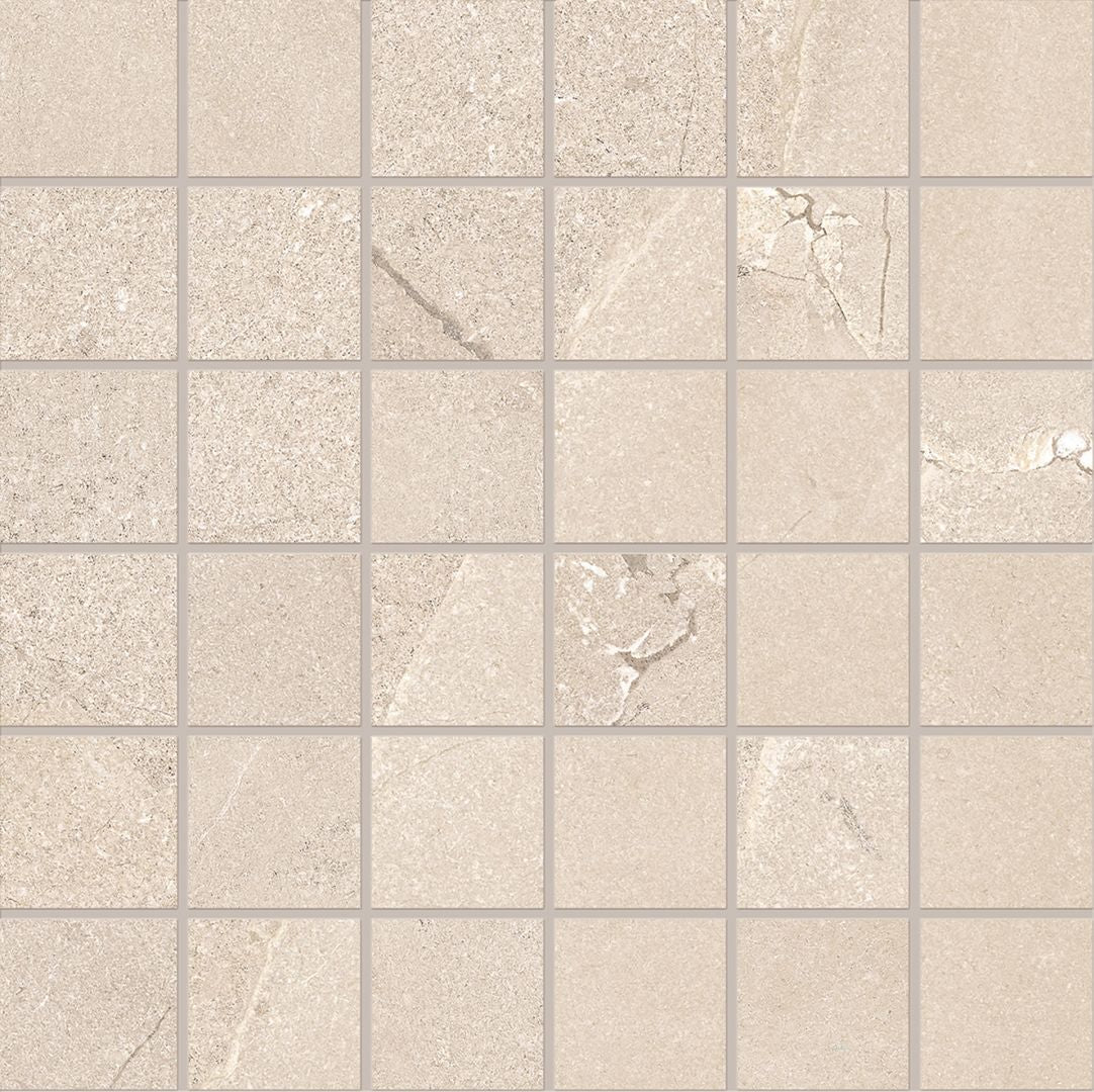 Unique Intensity Beige porcelain mosaic tile by Emil, 13 3/8"x13 15/16"x9-mm size. Premium Italian porcelain for floors and walls.