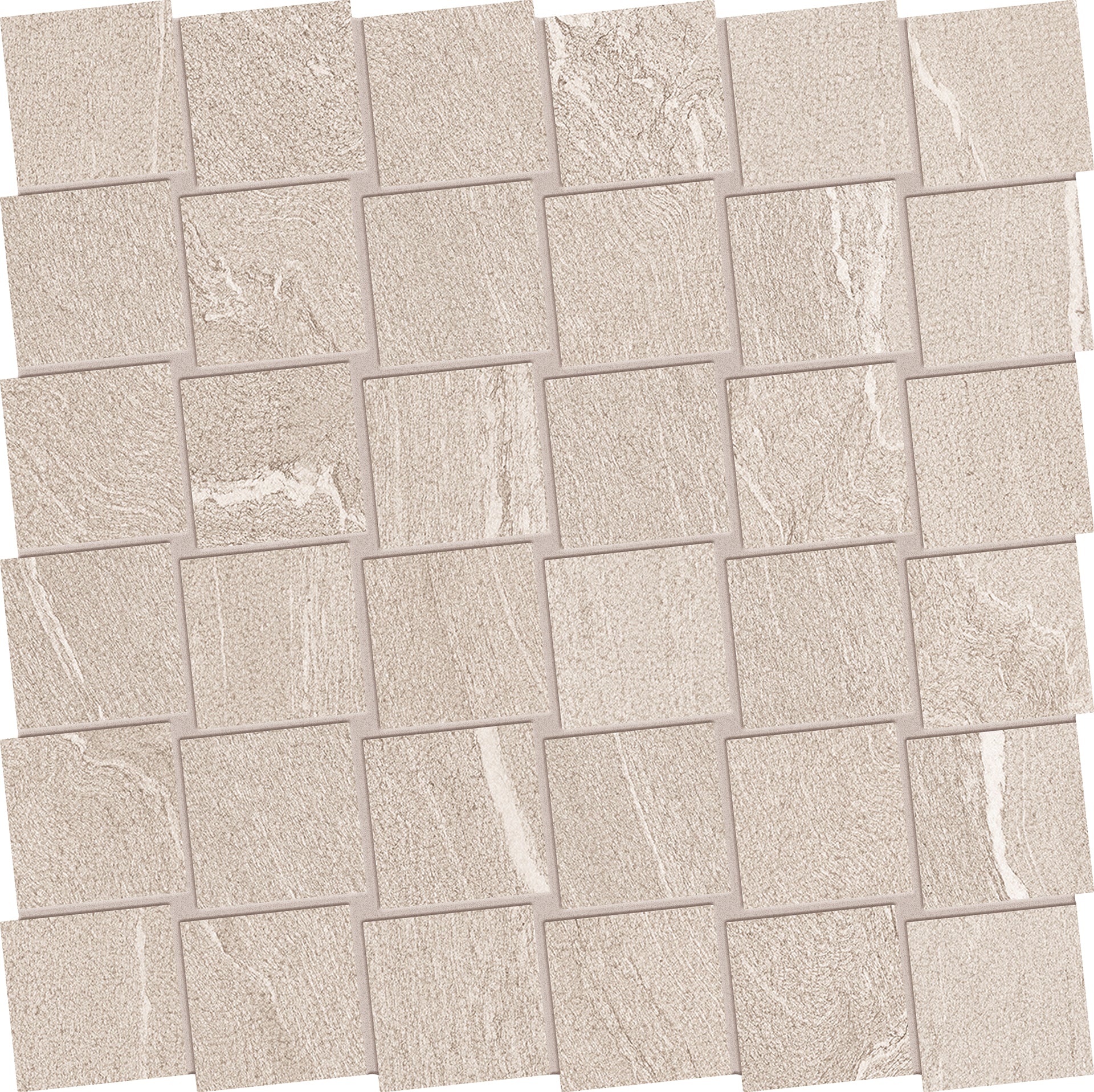 Stone Talk Sand porcelain mosaic tile by Emil, naturale finish, 11 13/16"x11 13/16"x9.5-mm size. Premium Italian porcelain for floors and walls.