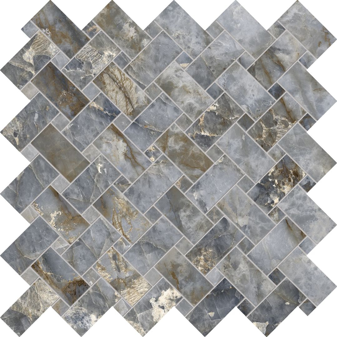 Tele Di Marmo Revolution Blu Ande porcelain decorative accent tile by Emil, full lappato finish, 47 1/4"x109 7/16"x6.5-mm size. Premium Italian porcelain for floors and walls.