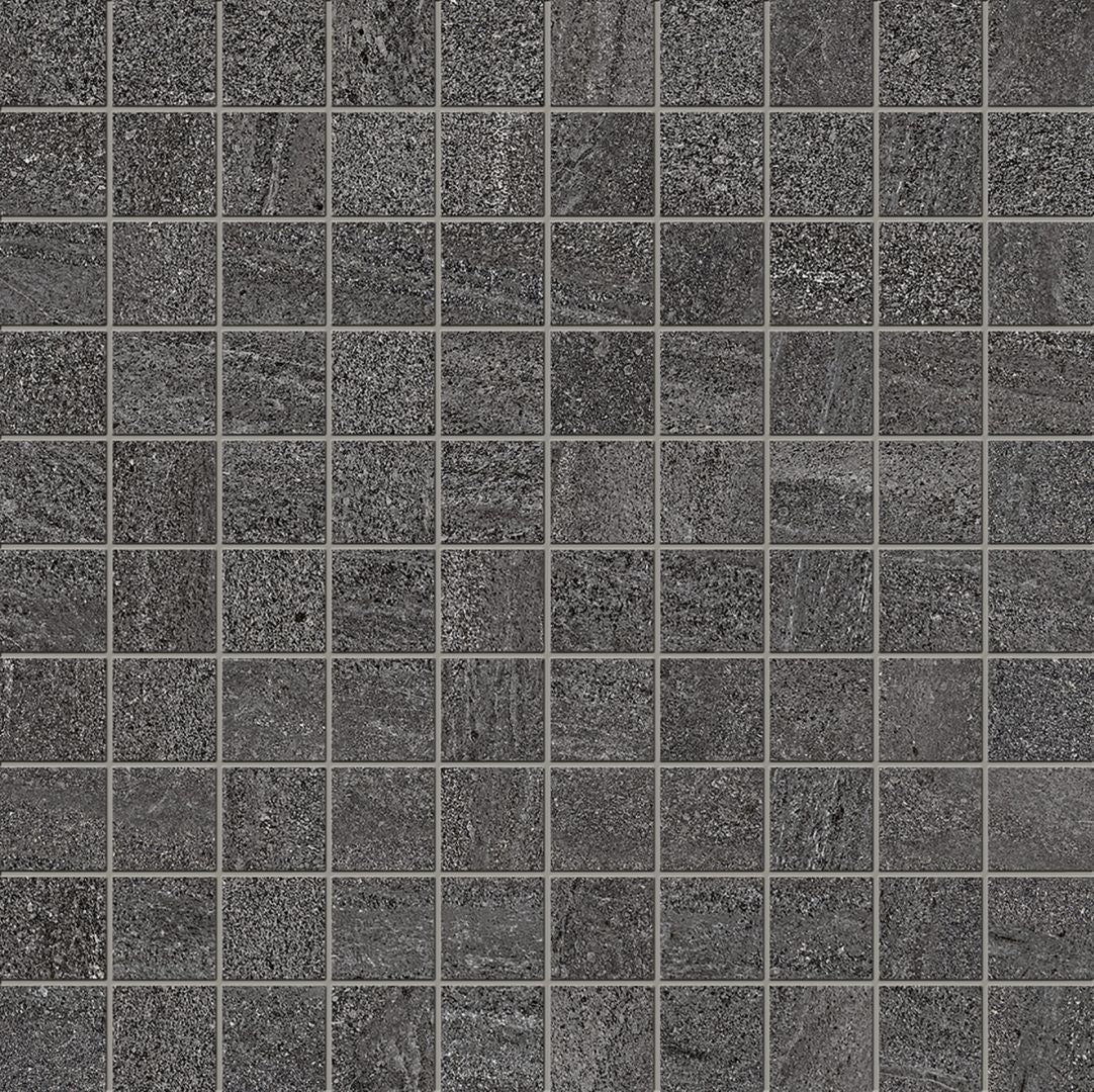Elegance Pro ANTHRACITE porcelain mosaic tile by Emil, naturale finish, 12"x12" size. Premium Italian porcelain for floors and walls.