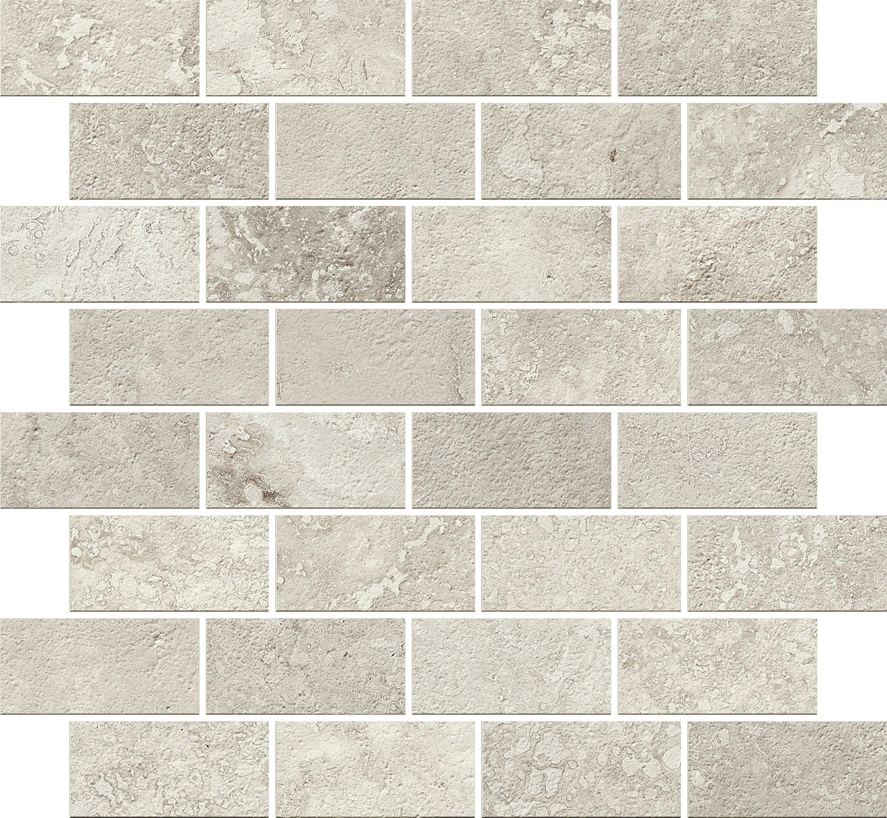 Trail Cross Cut Grey porcelain mosaic, top-down product view, 12"×12"×11/32" size. Premium porcelain for floors and walls.