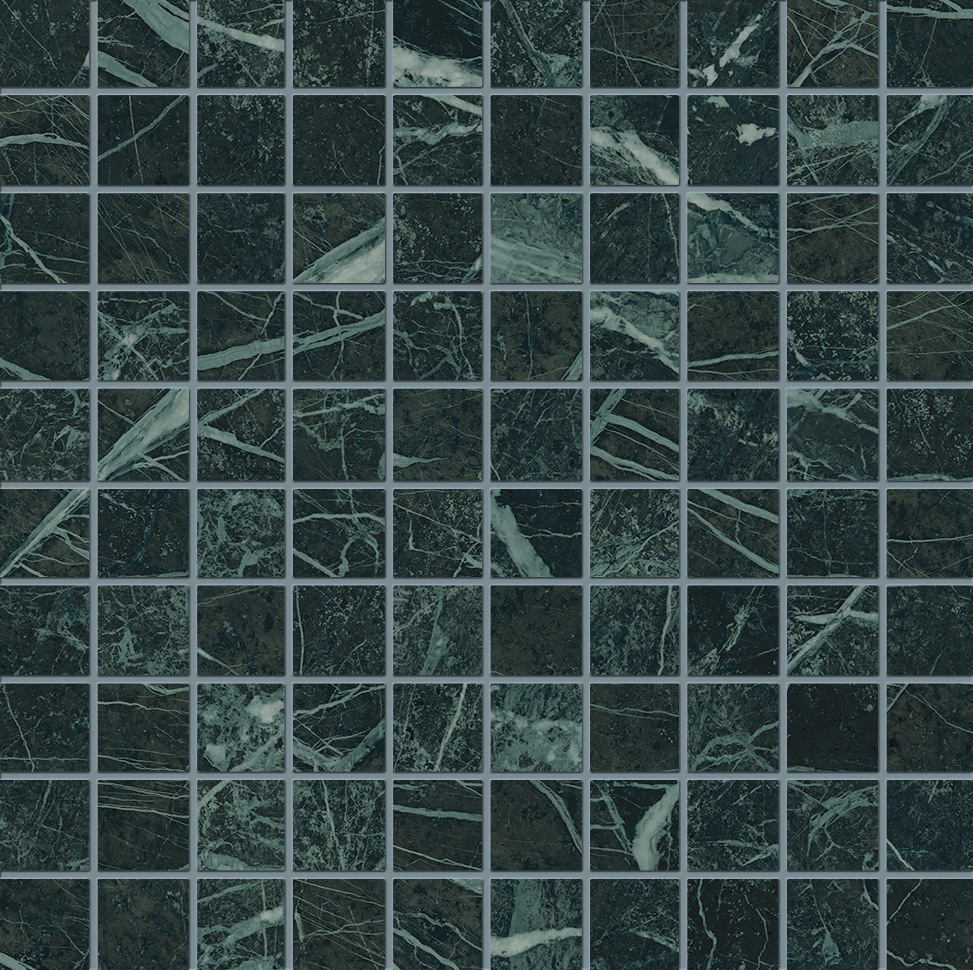 Tele Di Marmo Revolution VERDE SAINT DENIS porcelain mosaic tile by Emil, full lappato finish, 12"x12" size. Premium Italian porcelain for floors and walls.