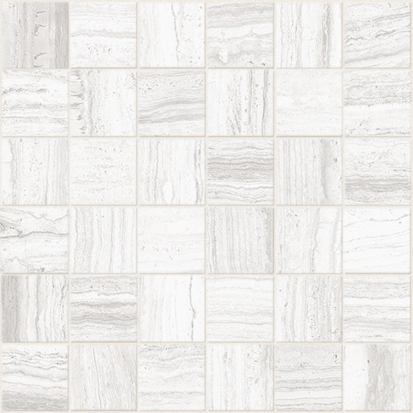 SILK: Cloud Porcelain 2X2 Straight Stack Mosaic (12"x12"x8-mm | matte)