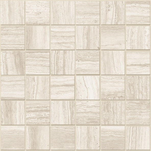 SILK: Cream Porcelain 2X2 Straight Stack Mosaic (12"x12"x8-mm | matte)