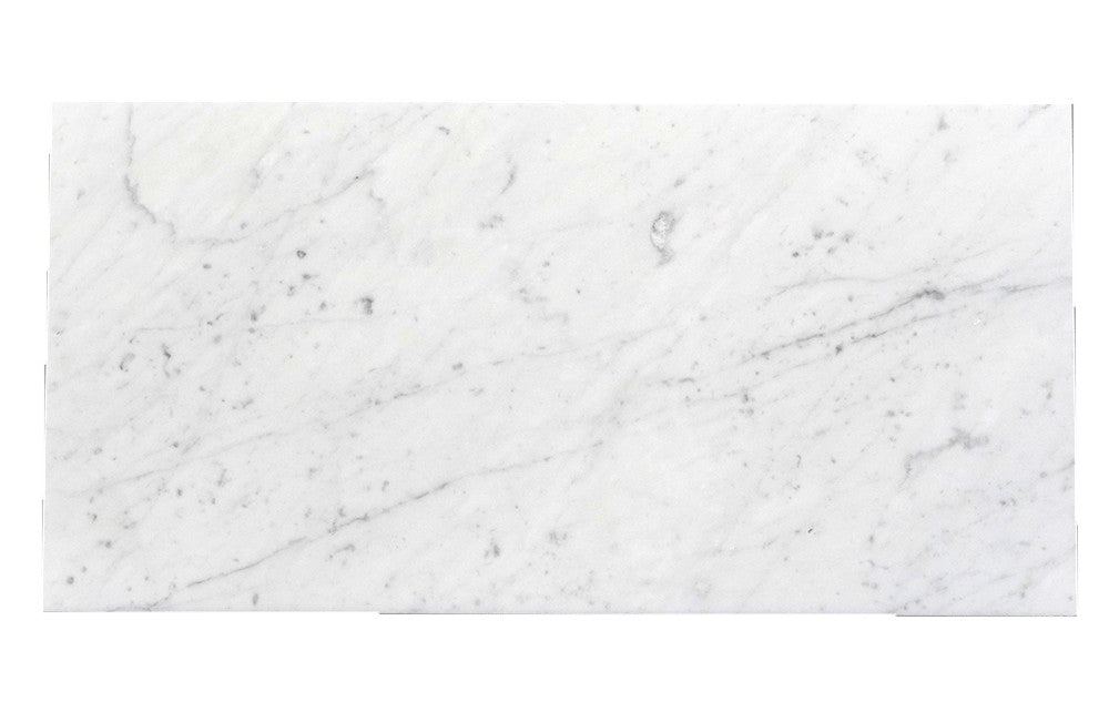 Bianco Carrara Bianco Carrara Extra marble field tile, alternate product view, 12"×24"×3/8" size. Premium marble for floors and walls.