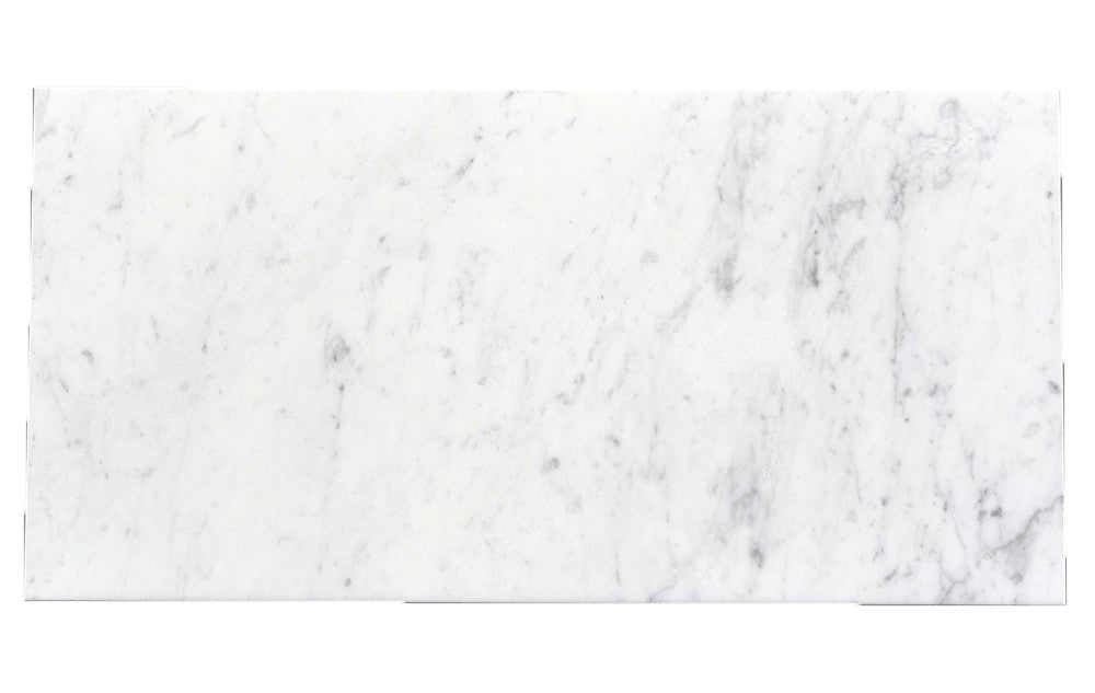 Bianco Carrara Bianco Carrara Extra marble field tile, top-down product view, 12"×24"×3/8" size. Premium marble for floors and walls.