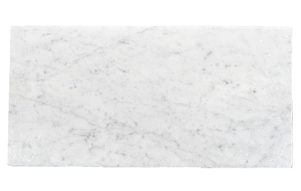 Bianco Carrara Bianco Carrara Extra marble field tile, alternate product view, 12"×24"×3/8" size. Premium marble for floors and walls.