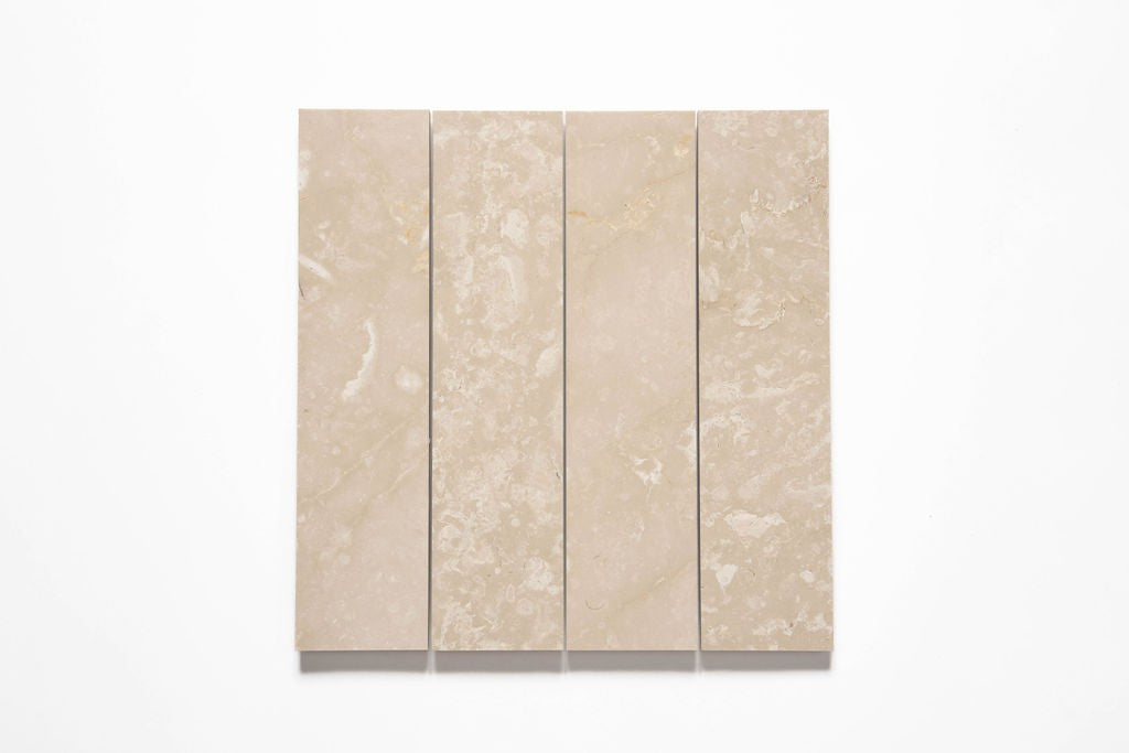 Botticino marble trim, product image, 1"×3/4"×3/4" size. Premium marble for floors and walls.