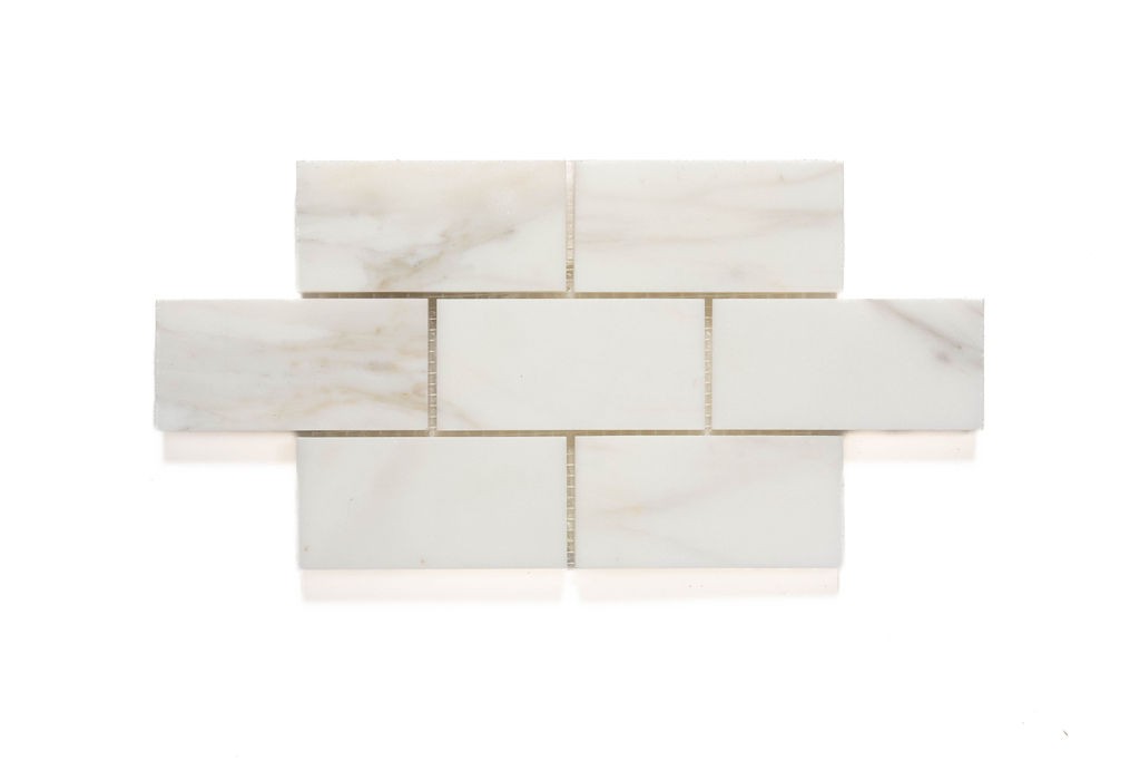 Calacatta Gold Calacatta Gold / Statuario marble mosaic, alternate product view, 12"×12" size. Premium marble for floors and walls.