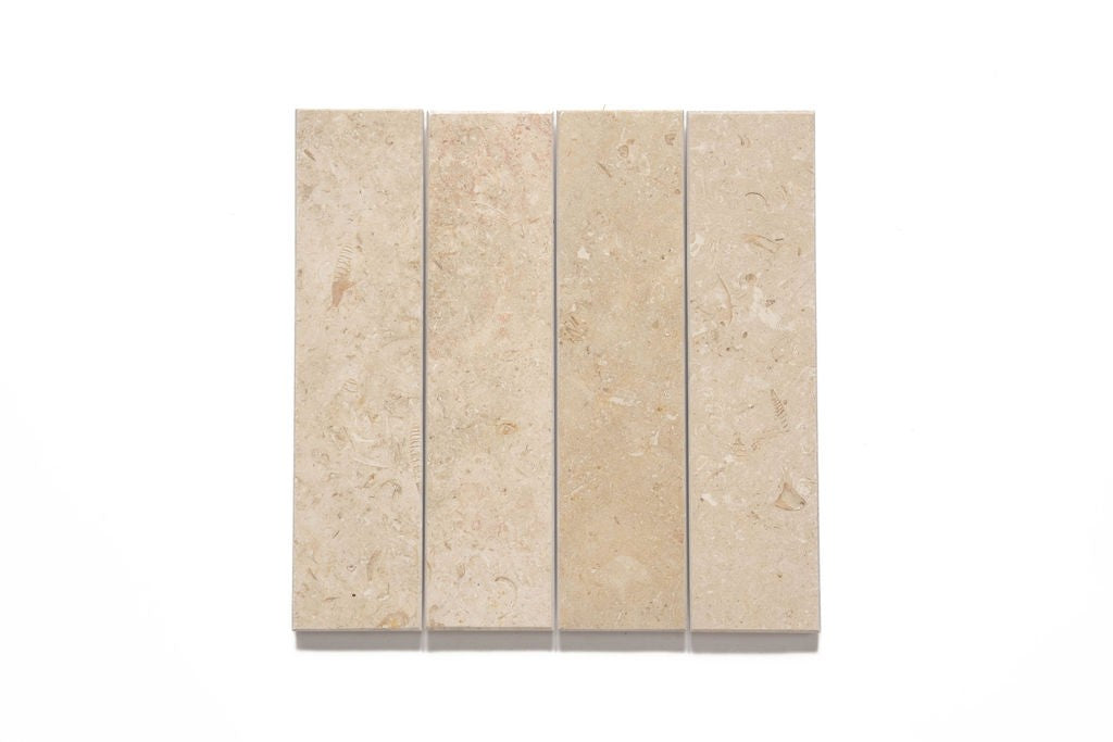 Jerusalem Grey Gold Jerusalem Grey/Gold limestone mosaic, product image 3, 6"×12" size. Premium limestone for floors and walls.