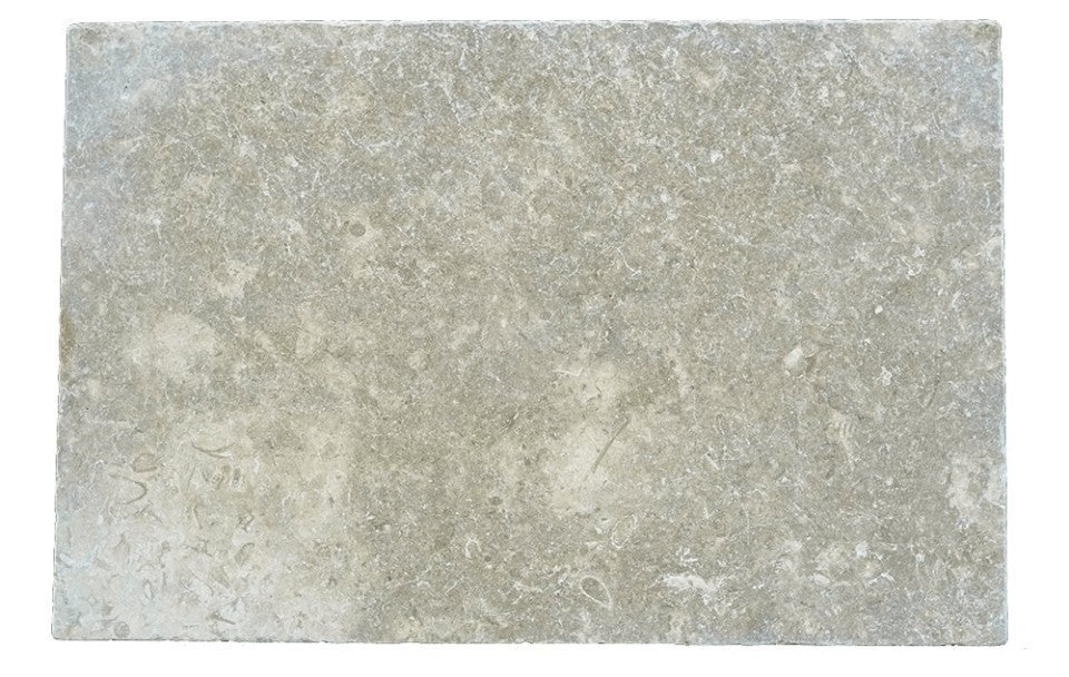 Jerusalem Grey Gold Jerusalem Grey/Gold limestone field tile, top-down product view, 16"×32"×1/2" size. Premium limestone for floors and walls.