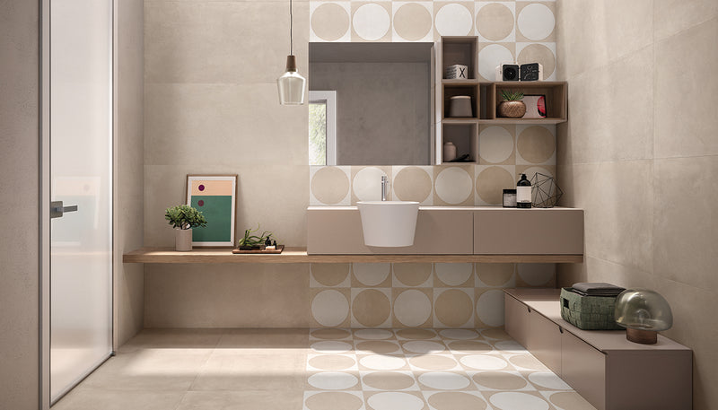Porcelain Stoneware Emil Be-square Concrete Bathroom Sand lifestyle image