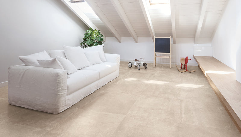 Porcelain Stoneware Emil Be-square Concrete Living-room Sand lifestyle image