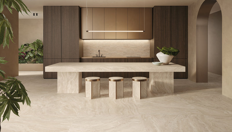 Porcelain Stoneware Emil Dualtravertine Stone,brick Kitchen Beige Poro Aperto,beige Poro Chiuso lifestyle image