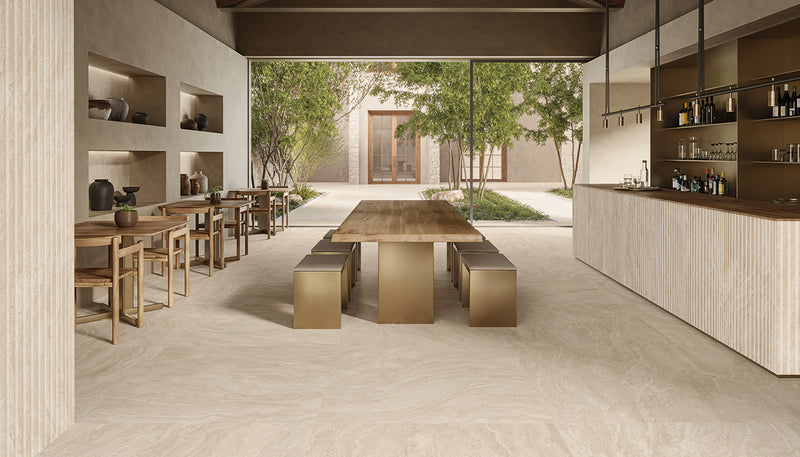 Porcelain Stoneware Emil Dualtravertine Stone,brick Restaurant Beige Poro Aperto,beige Roma Magna,beige Roma lifestyle image