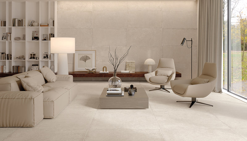 Porcelain Stoneware Emil Ever-stone Stone Living-room Ivory Fondo lifestyle image