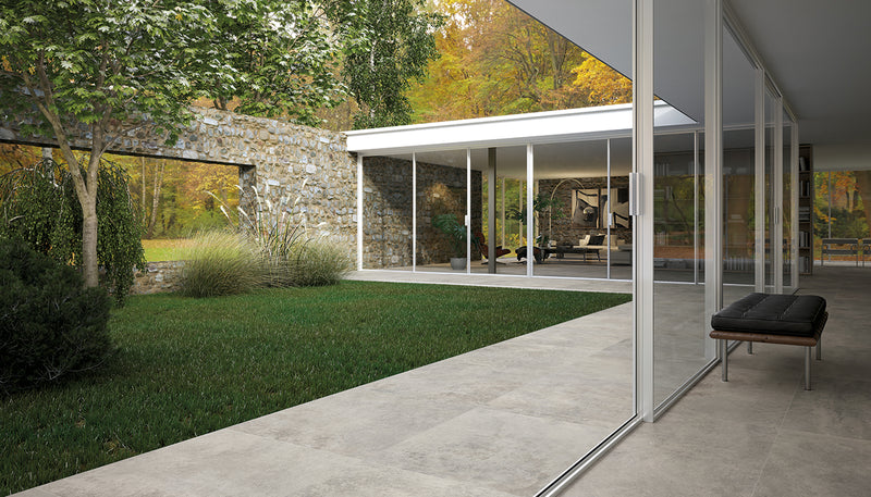Porcelain Stoneware Emil Fabrika Stone Outdoor Space Grey Fondo lifestyle image
