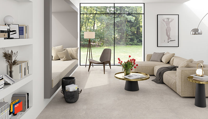 Porcelain Stoneware Emil Landscape Stone Living-room Cenere lifestyle image