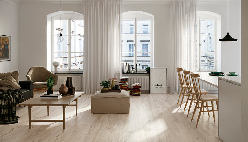 Porcelain Stoneware Emil Millelegni Remake Wood Living-room Olmo Sbiancato lifestyle image