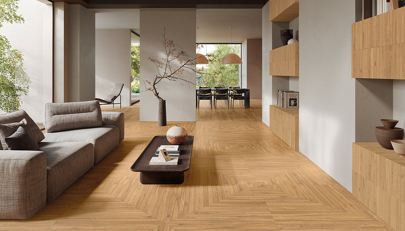 Porcelain Stoneware Emil Playwood Wood,brick Living-room Intense Oak Playtangram lifestyle image