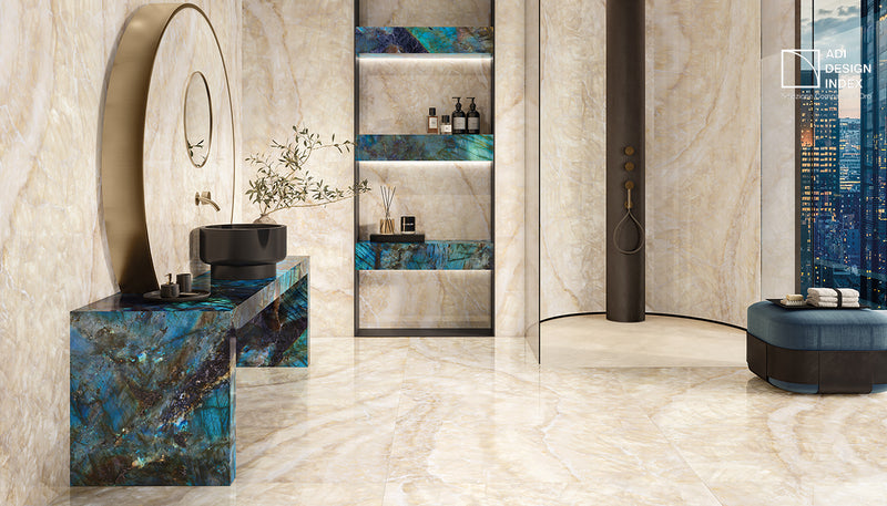 Porcelain Stoneware Emil Tele Di Marmo Lumia Marble Bathroom Labradorite lifestyle image