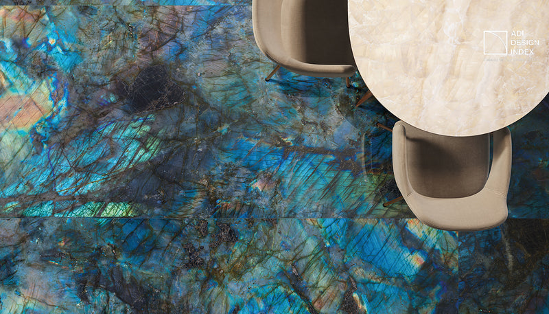 Porcelain Stoneware Emil Tele Di Marmo Lumia Marble Image Detail Labradorite lifestyle image