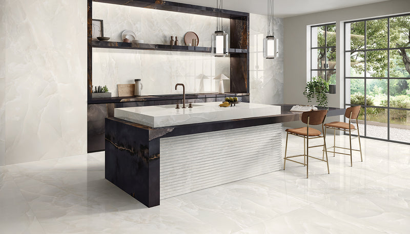 Porcelain Stoneware Emil Tele Di Marmo Onyx Marble Kitchen Onyx Black ,onyx Ivory lifestyle image
