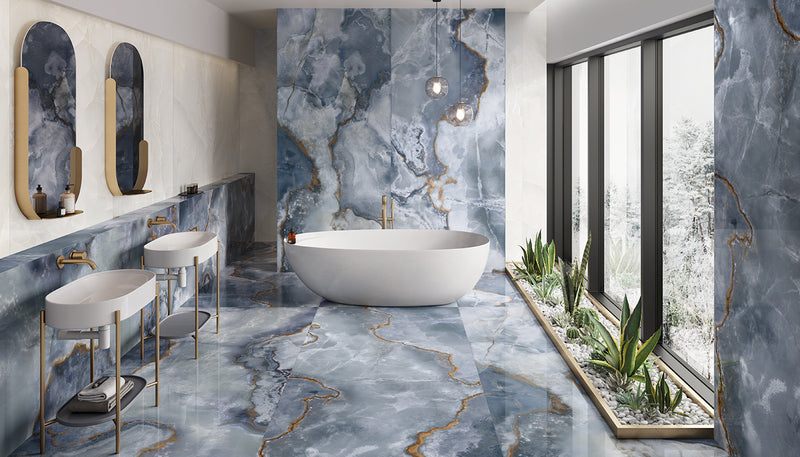 Porcelain Stoneware Emil Tele Di Marmo Onyx Marble Bedroom Onyx Ivory ,onyx Blue lifestyle image