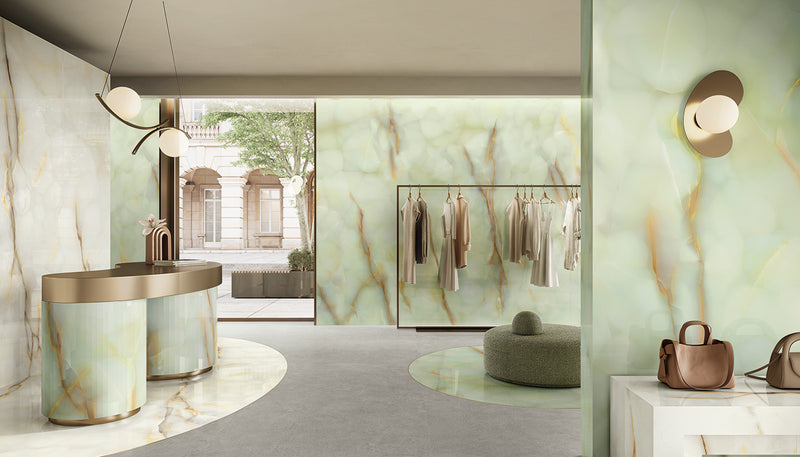 Porcelain Stoneware Emil Tele Di Marmo Pure Onyx Brick,marble Shop Cenere Fondo,onyx Perla ,onyx Giada lifestyle image