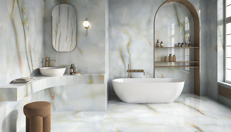 Porcelain Stoneware Emil Tele Di Marmo Pure Onyx Marble Bathroom Onyx Turchese lifestyle image