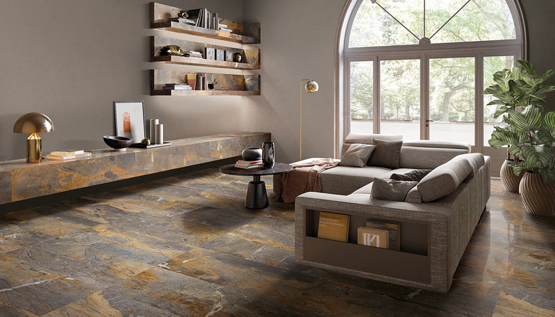 Porcelain Stoneware Emil Tele Di Marmo Reloaded Marble Living-room Fossil Brown Malevic Base lifestyle image