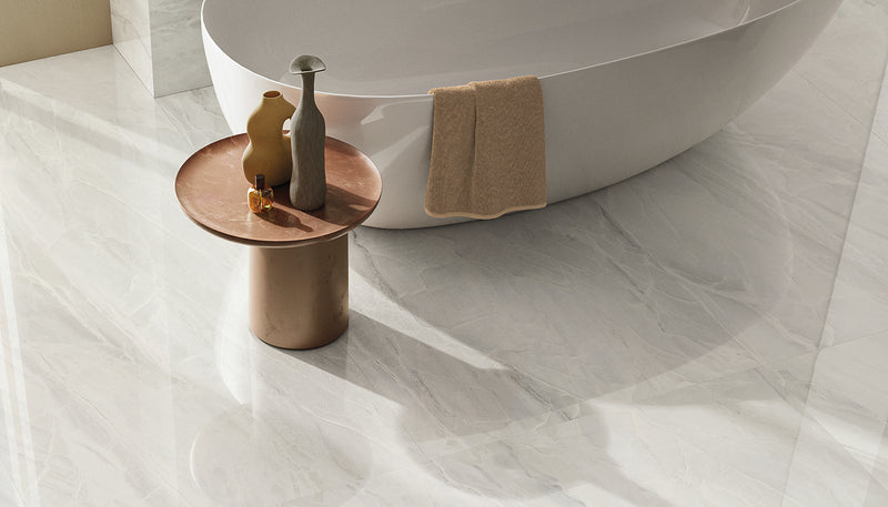 Porcelain Stoneware Emil Tele Di Marmo Selection Marble Image Detail White Paradise lifestyle image