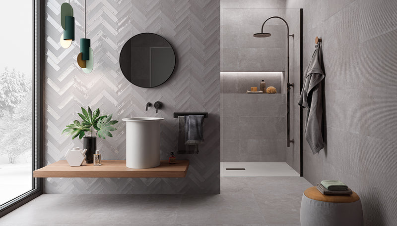 Porcelain Stoneware Emil Totalook Concrete,brick Bathroom Grigio lifestyle image