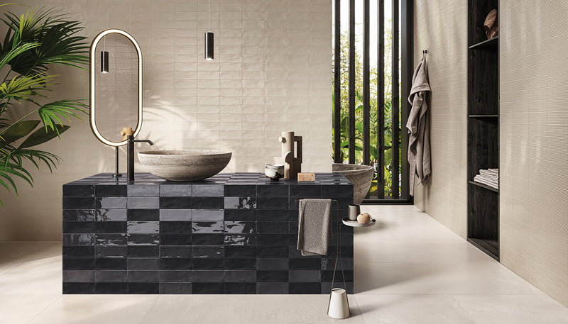 Porcelain Stoneware Ergon Abacus Wood,concrete,brick Bathroom White Concrete,carbone Lux,carbone Matt,corda Matt,corda Plissè Lux lifestyle image